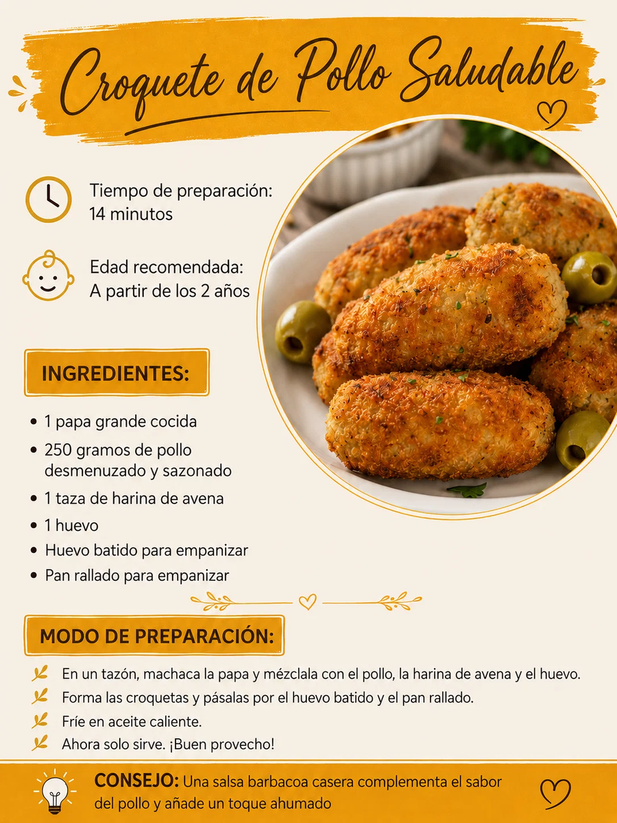 Receta Croqueta de Pollo: ingredientes, preparación y consejo