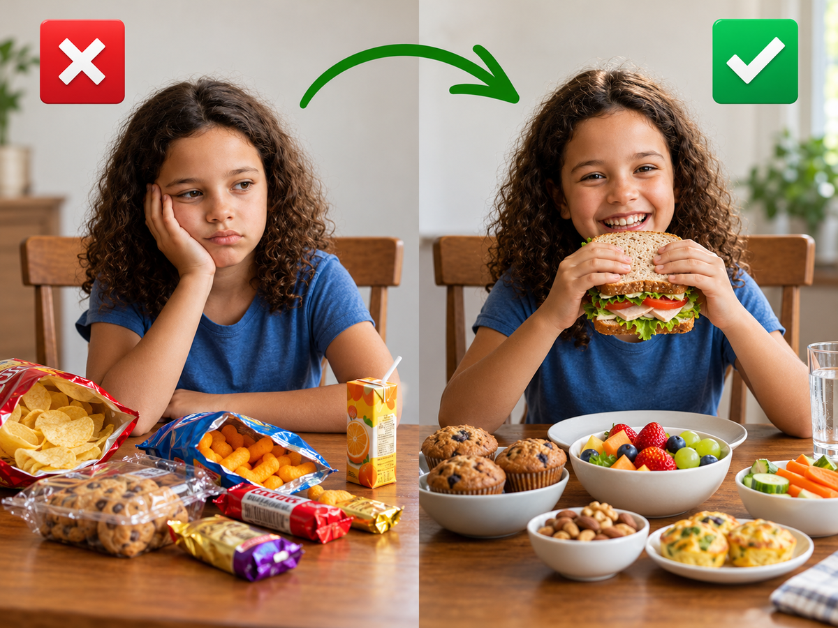 Merienda ultraprocesada frente a una merienda casera saludable